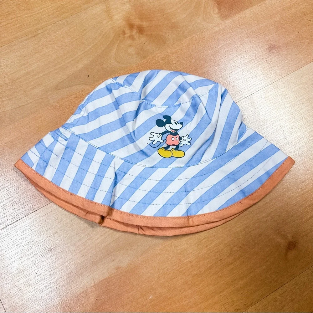 NWOT Disney Baby Orange & Blue Mickey Mouse Bucket Hat & Diaper Cover Set 6-12M